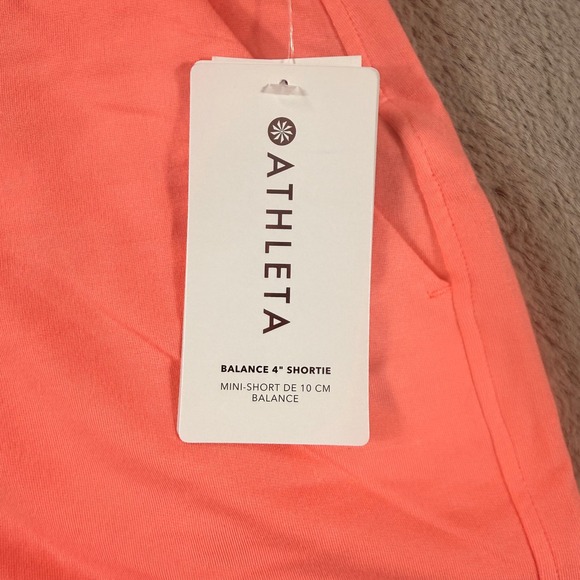 NWT Athleta Balance 4" Shortie Coral Pink Nirvana Fabric Shorts Women M Yoga Gym - Picture 9 of 10